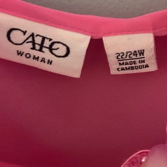 CATO Beaded Pink Lace Sheer Slip Dress Cami Top Plus Size 22/24W - Picture 5 of 5